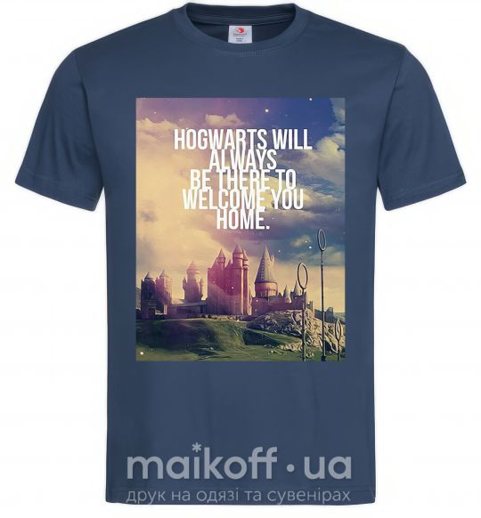 Мужская футболка Hogwarts will always be there to welcome you home Темно-синий фото