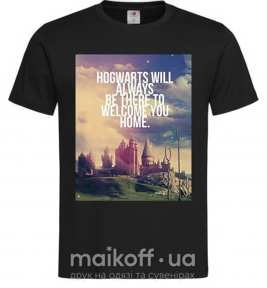 Мужская футболка Hogwarts will always be there to welcome you home Черный фото
