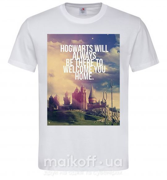 Мужская футболка Hogwarts will always be there to welcome you home Белый фото