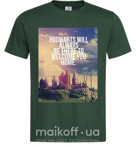 Мужская футболка Hogwarts will always be there to welcome you home Темно-зеленый фото