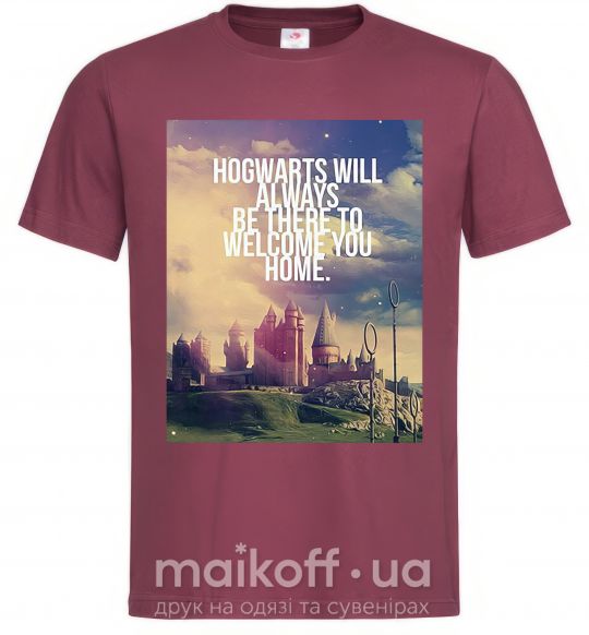 Мужская футболка Hogwarts will always be there to welcome you home Бордовый фото