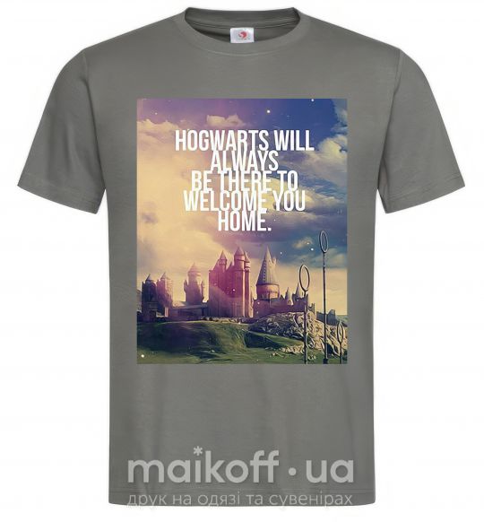 Чоловіча футболка Hogwarts will always be there to welcome you home Графіт фото