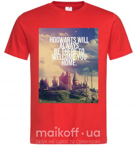 Мужская футболка Hogwarts will always be there to welcome you home Красный фото