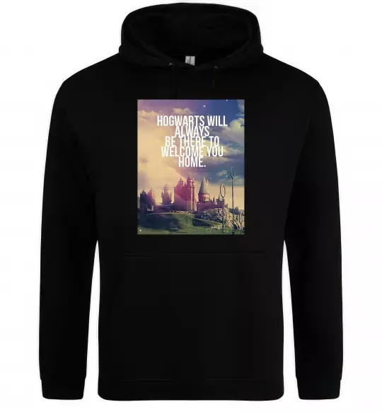 Чоловіча толстовка (худі) Hogwarts will always be there to welcome you home Чорний фото