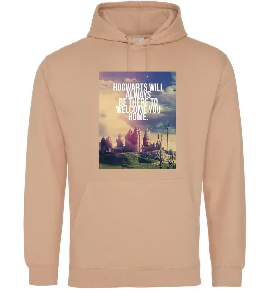 Женская толстовка (худи) Hogwarts will always be there to welcome you home Песочный фото