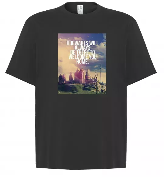 Футболка Оверсайз Hogwarts will always be there to welcome you home Черный фото