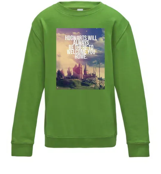Дитячий світшот Hogwarts will always be there to welcome you home Лаймовий фото