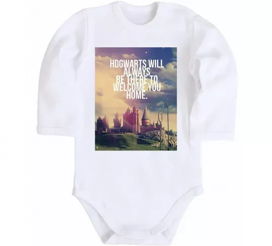 Детский боди Hogwarts will always be there to welcome you home Белый фото