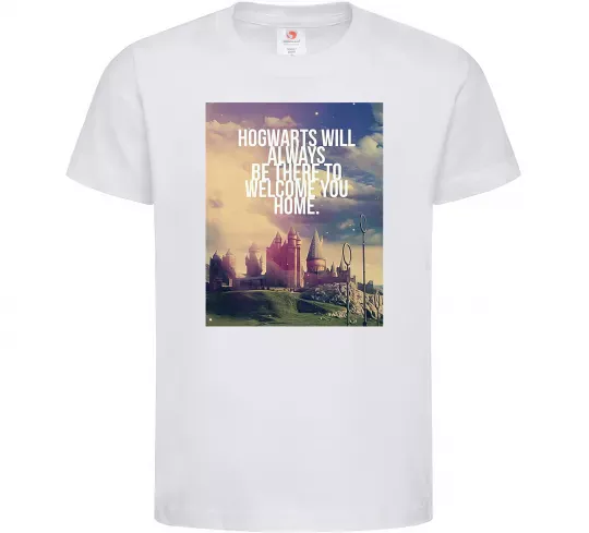 Детская футболка Hogwarts will always be there to welcome you home Белый фото