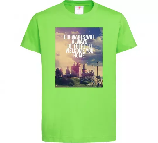 Детская футболка Hogwarts will always be there to welcome you home Лаймовый фото