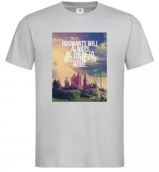 Чоловіча футболка Hogwarts will always be there to welcome you home Сірий фото