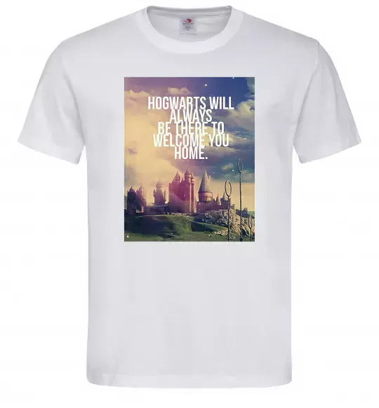 Чоловіча футболка Hogwarts will always be there to welcome you home Білий фото