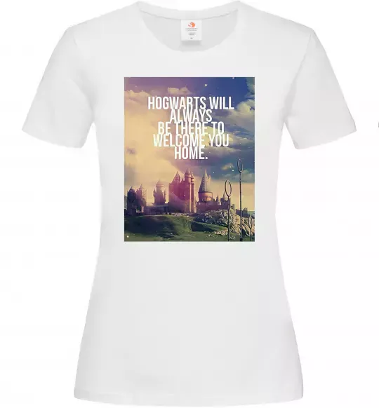 Женская футболка Hogwarts will always be there to welcome you home Белый фото