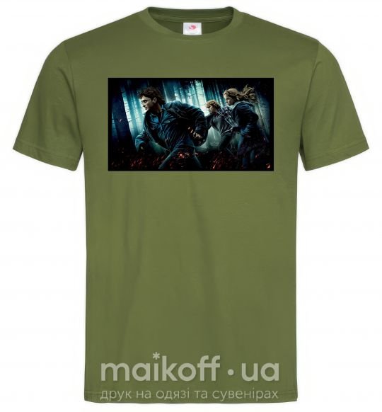 Мужская футболка Гарри Поттер смертельные реликвии Оливковый фото
