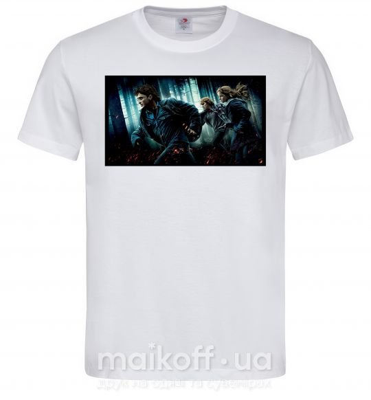 Чоловіча футболка Гарри Поттер смертельные реликвии Білий фото