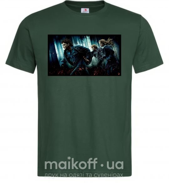 Мужская футболка Гарри Поттер смертельные реликвии Темно-зеленый фото
