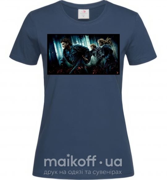 Женская футболка Гарри Поттер смертельные реликвии Темно-синий фото