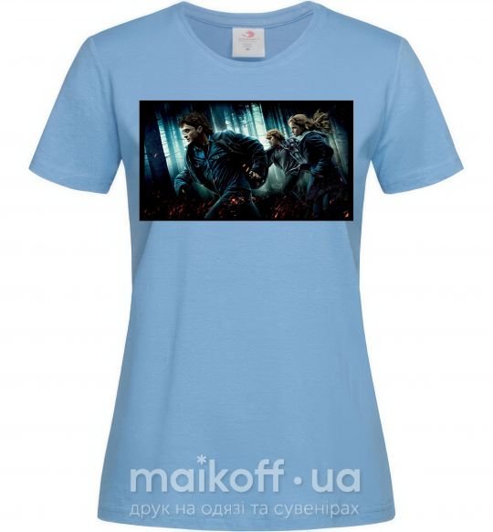 Жіноча футболка Гарри Поттер смертельные реликвии Блакитний фото