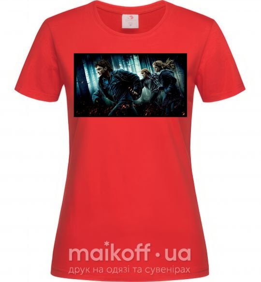 Женская футболка Гарри Поттер смертельные реликвии Красный фото