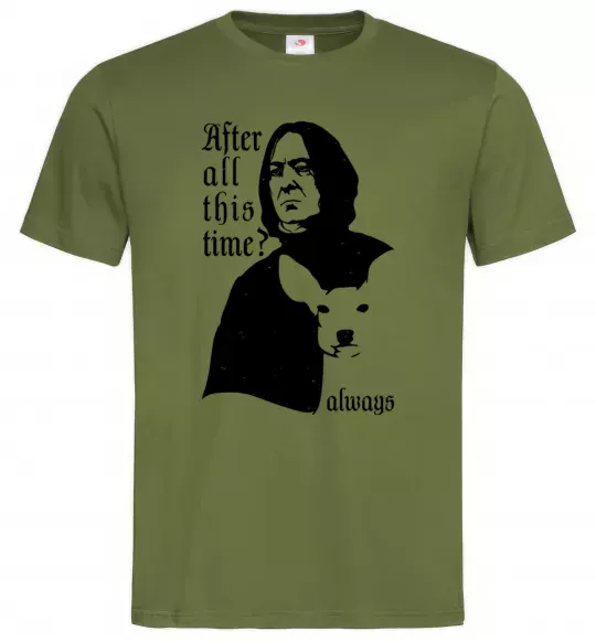 Мужская футболка After all this time always Оливковый фото