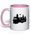 Чашка с цветной ручкой Hogwarts is like home Нежно розовый фото