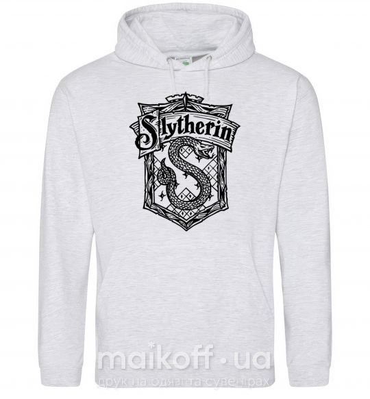 Мужская толстовка (худи) Slytherin logo Серый меланж фото