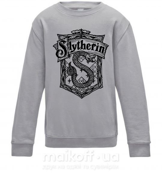 Детский Свитшот Slytherin logo Серый меланж фото