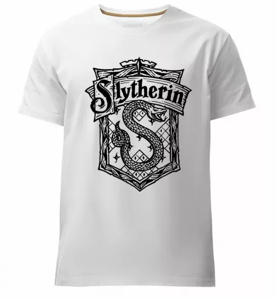 Чоловіча преміум футболка Slytherin logo Білий фото
