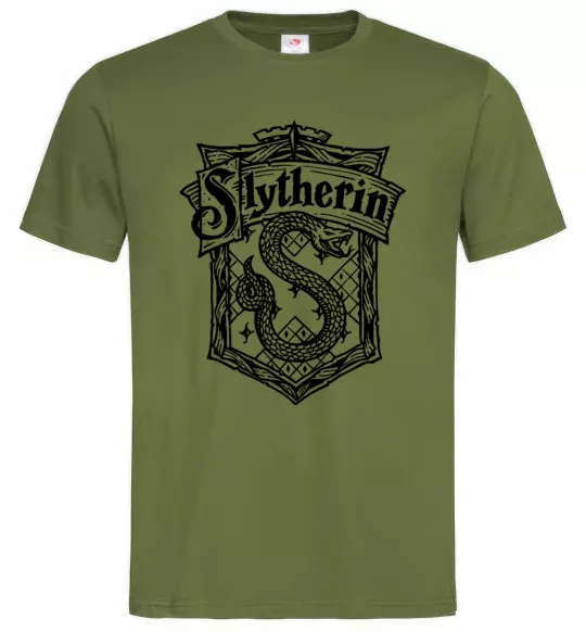 Мужская футболка Slytherin logo Оливковый фото