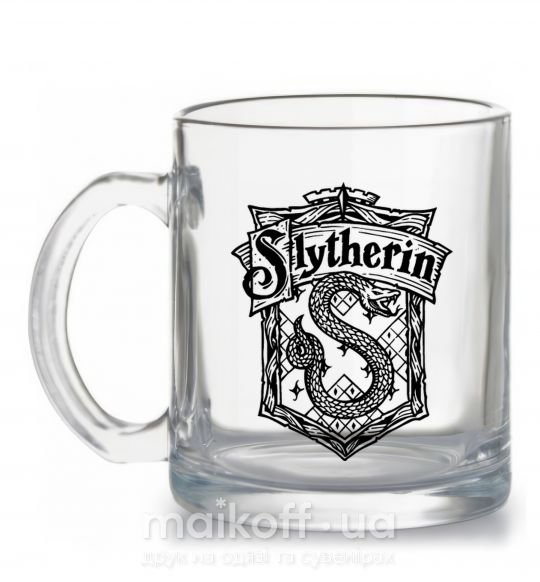 Чашка стеклянная Slytherin logo Прозрачный фото