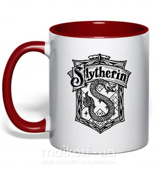 Чашка з кольоровою ручкою Slytherin logo Червоний фото