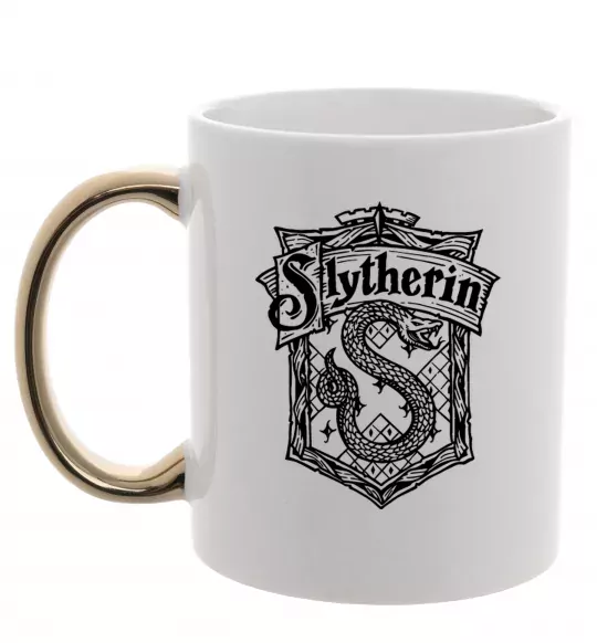 Чашка з кольоровою ручкою Slytherin logo Золото фото