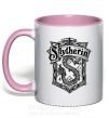 Чашка с цветной ручкой Slytherin logo Нежно розовый фото