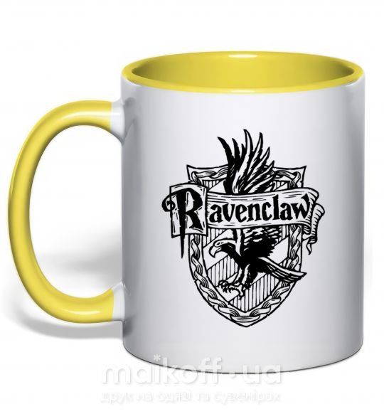 Чашка с цветной ручкой Ravenclaw logo Солнечно желтый фото