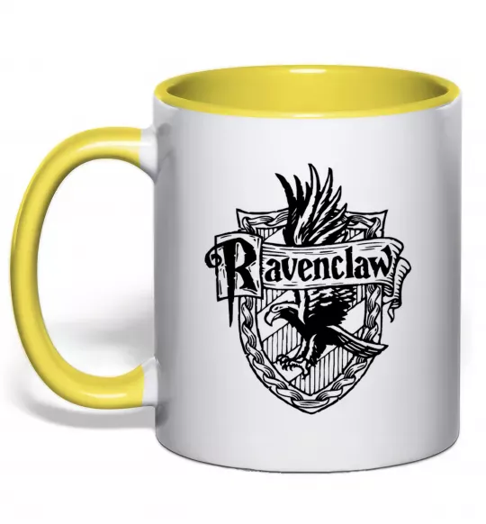 Чашка с цветной ручкой Ravenclaw logo Солнечно желтый фото