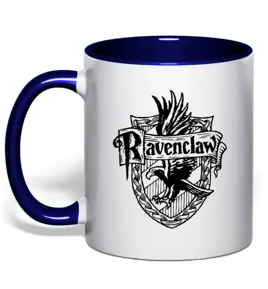 Чашка с цветной ручкой Ravenclaw logo Глубокий темно-синий фото