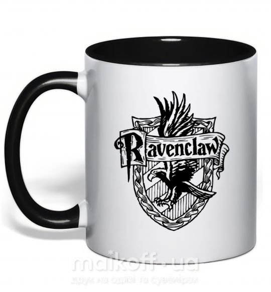 Чашка с цветной ручкой Ravenclaw logo Черный фото