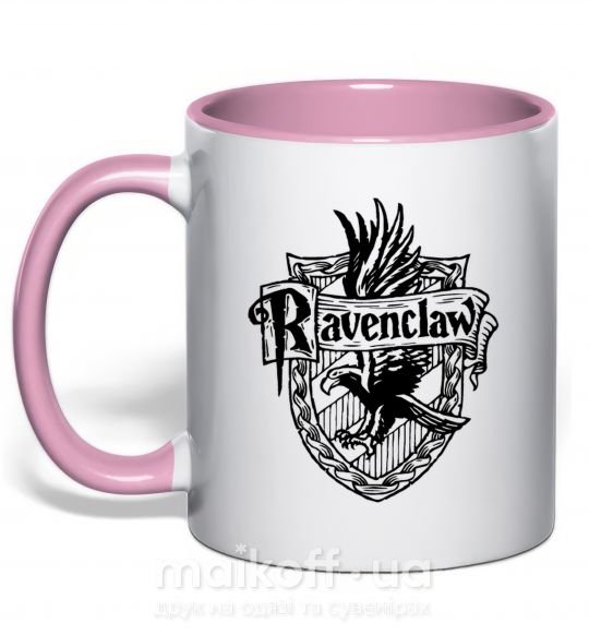 Чашка з кольоровою ручкою Ravenclaw logo Ніжно рожевий фото
