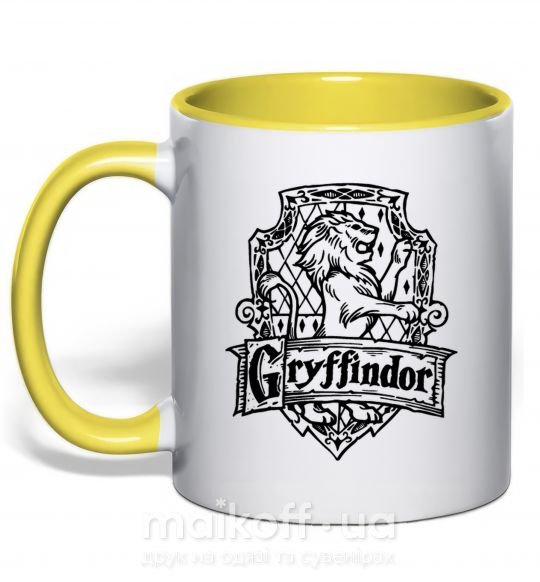 Чашка з кольоровою ручкою Gryffindor logo Сонячно жовтий фото