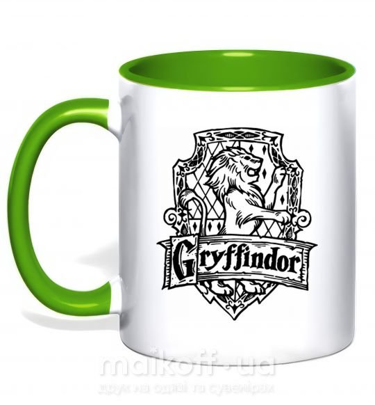 Чашка з кольоровою ручкою Gryffindor logo Зелений фото