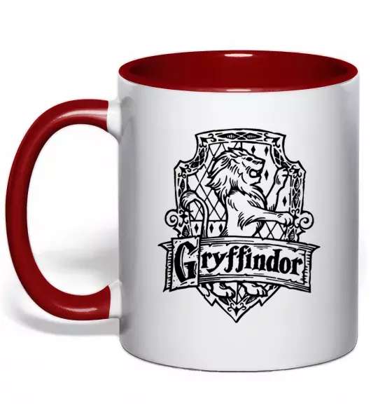Чашка з кольоровою ручкою Gryffindor logo Червоний фото