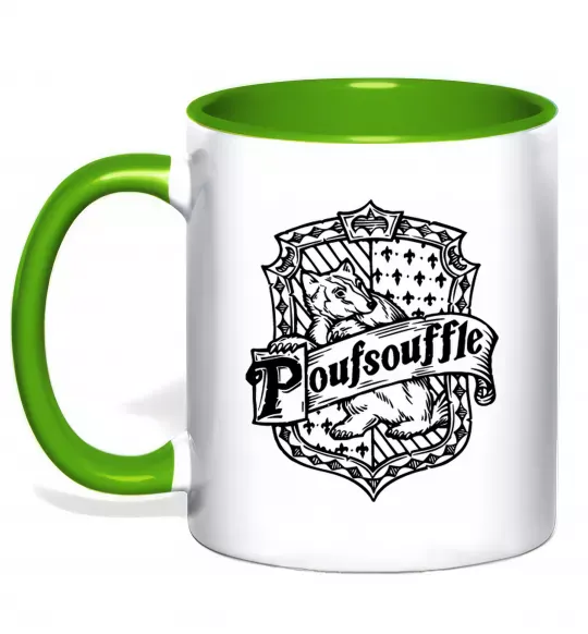 Чашка з кольоровою ручкою Poufsouffle logo Зелений фото