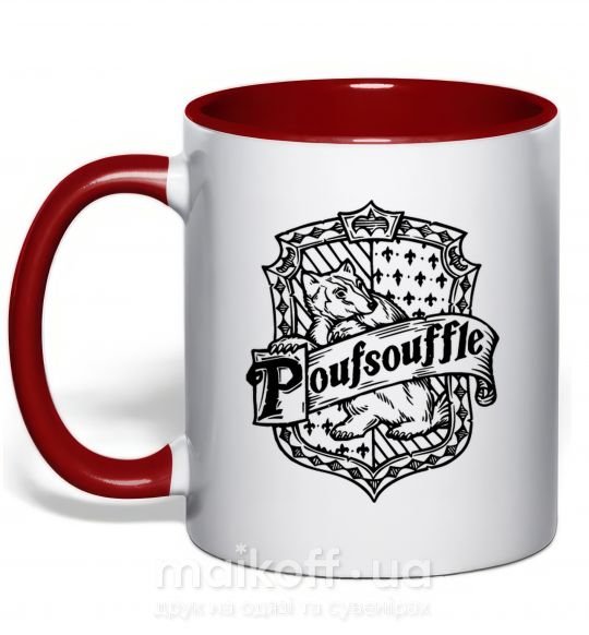 Чашка з кольоровою ручкою Poufsouffle logo Червоний фото