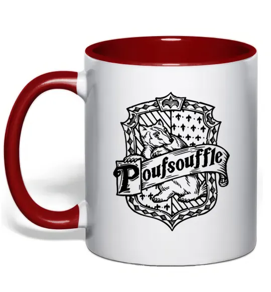 Чашка з кольоровою ручкою Poufsouffle logo Червоний фото