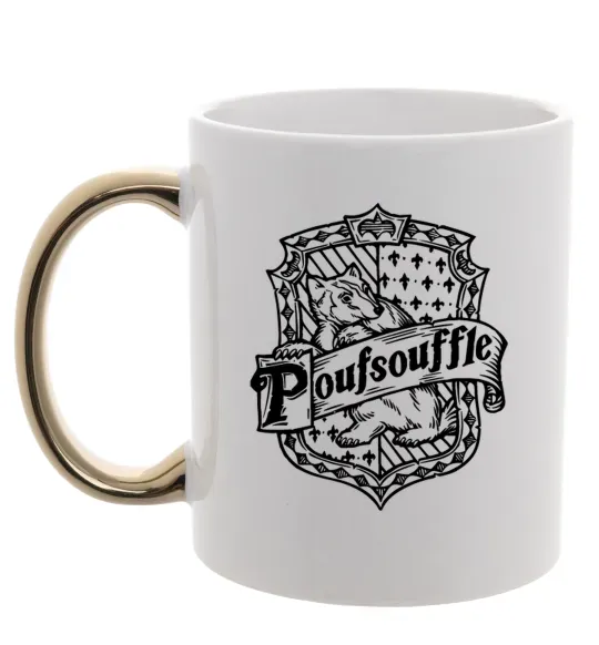 Чашка з кольоровою ручкою Poufsouffle logo Золото фото