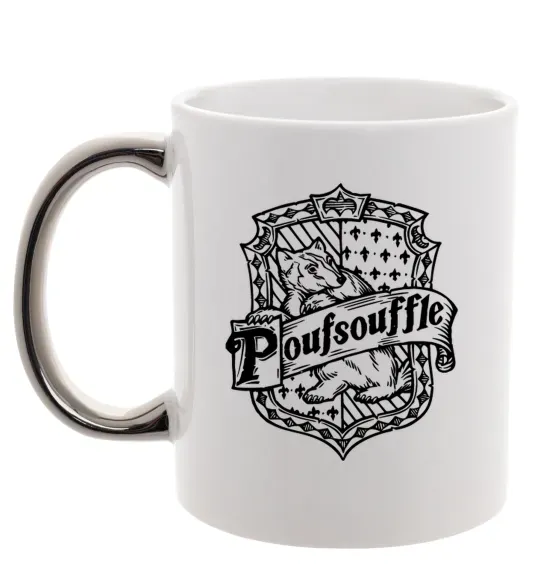 Чашка з кольоровою ручкою Poufsouffle logo Срібло фото