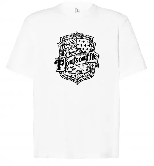 Футболка Оверсайз Poufsouffle logo Білий фото