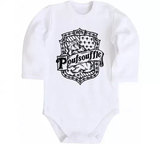 Дитячий бодік Poufsouffle logo Білий фото