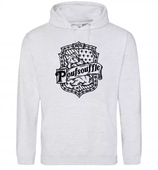 Мужская толстовка (худи) Poufsouffle logo Серый меланж фото