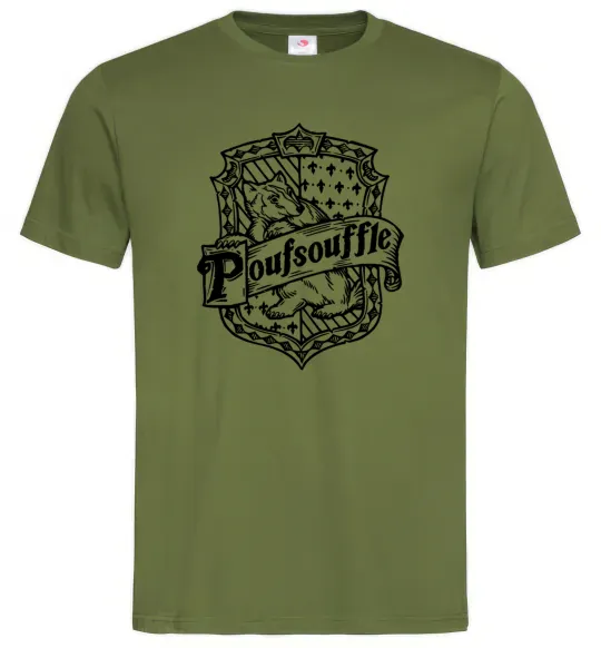 Мужская футболка Poufsouffle logo Оливковый фото